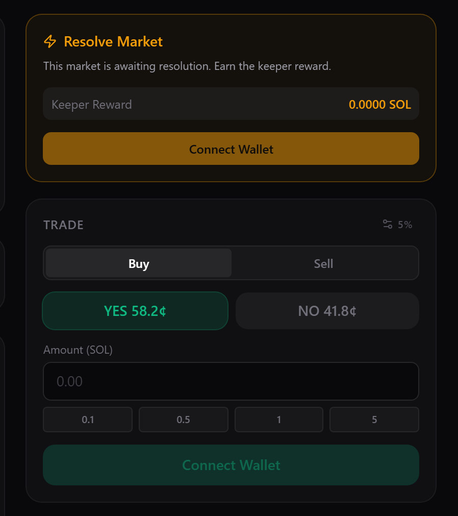 Resolve Button on Market Page